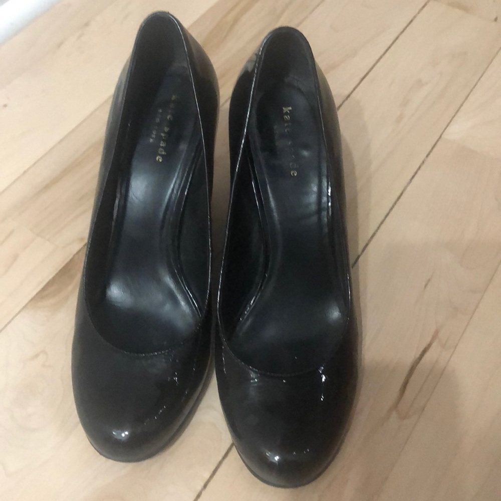 Kate Spade wedge patent black heels